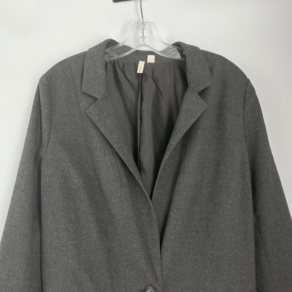 Frenchi Grey One Button Long Sleeve Notch Lapel Blazer Jacket X-Large XL - Picture 3 of 8